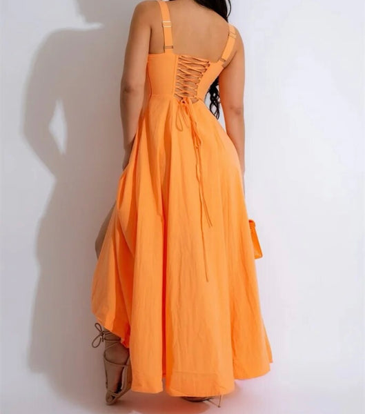 Women Sexy Sleeveless Solid Color Maxi Summer Dress