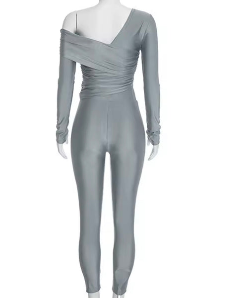 Women One Shoulder Full Sleeve Fashion Two Sleeve Pant Set