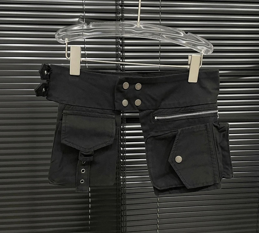 Women Fashion Cargo Buckled Skirt