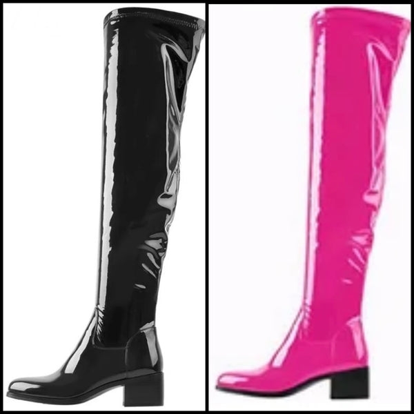 Women Fashion PU Over The Knee Flat Boots