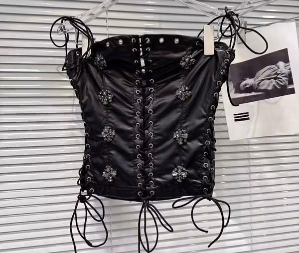 Women Sexy Strapless Sequins Corset Two Piece Short Set
