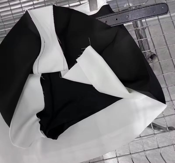 Women B&W Color Patchwork Fashion Skirt