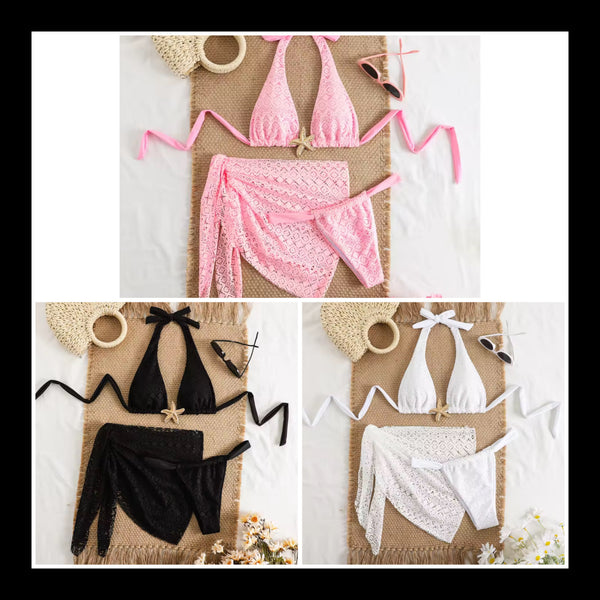 Women Sexy Starfish Halter Bikini Cover Up Set