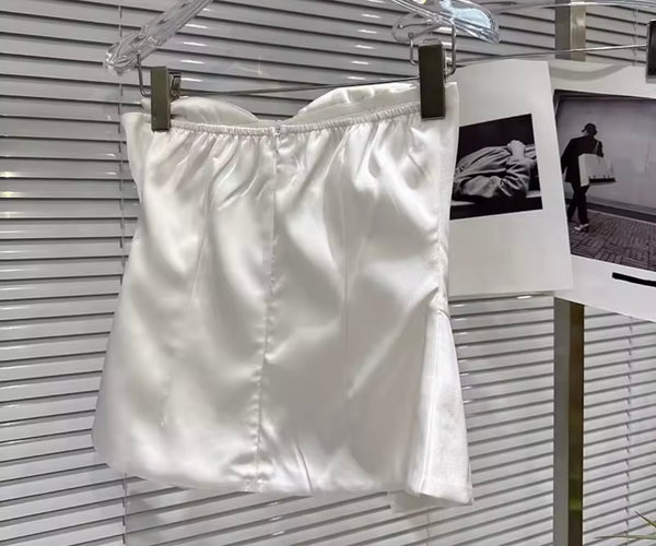 Women Fashion Strapless Bow Satin Tube Top