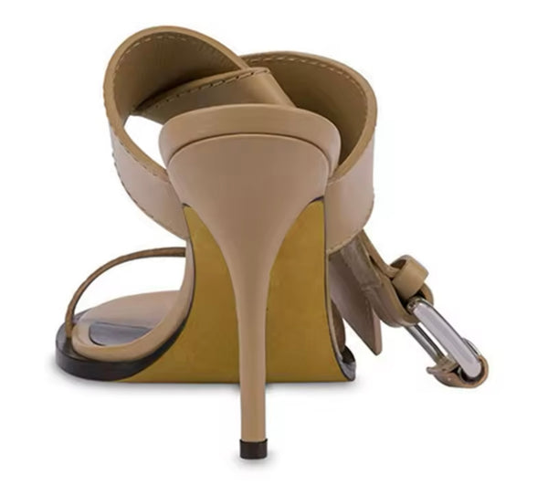 Women Fashion Open Toe Buckled Slide On High Heel Sandals