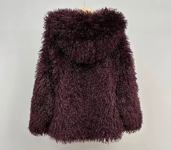 Women Fashion Hooded Faux Fur Warm Jacket