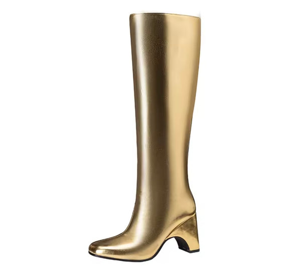 Women Color PU Fashion Knee High Boots