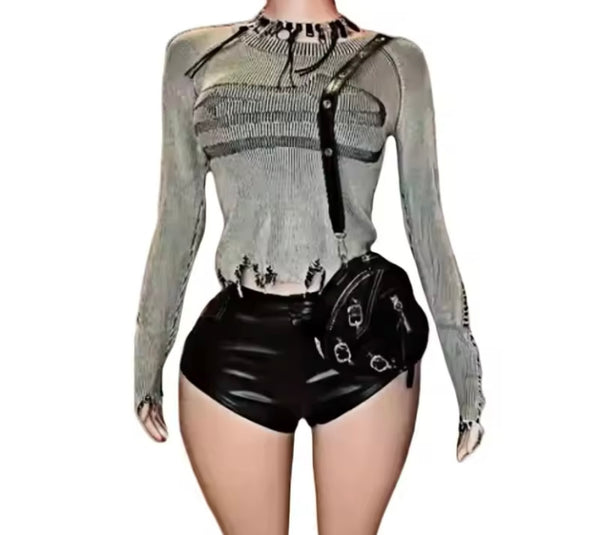 Women Printed Full Sleeve Two Piece PU Short Set