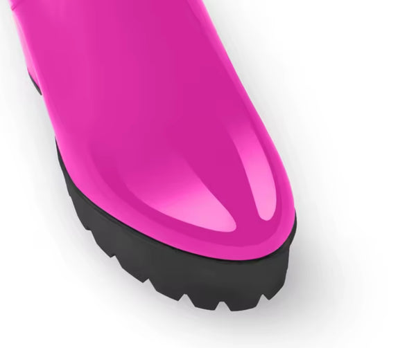 Women Fashion Pink Patent Leather Platform Knee High Boots