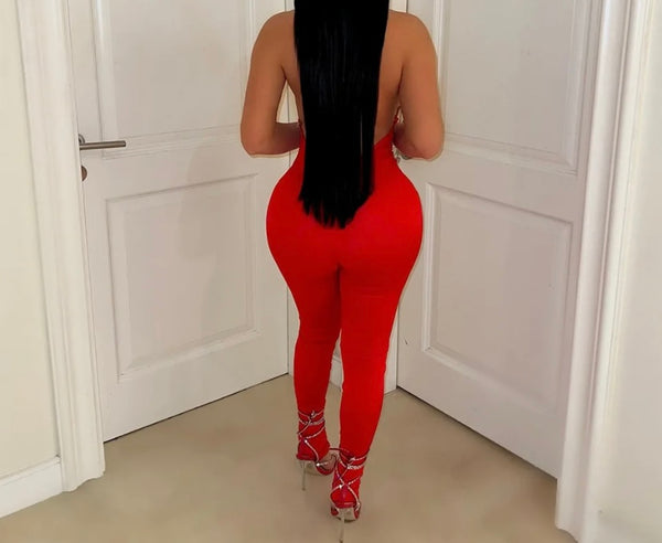 Women Sexy Sleeveless Sequins Mesh Patchwork Jumpsuit