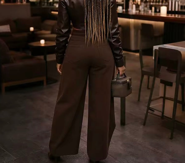 Women Fashion Wide Leg Wrap Denim Pants