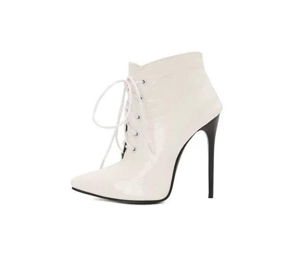 Women Fashion Color Pointed Toe Lace Up Ankle/Mid Calf Boots