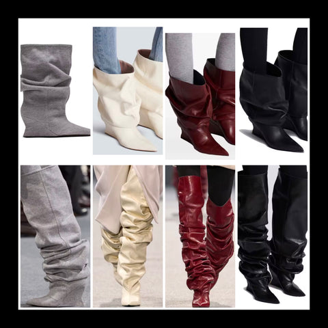Women Fashion Faux Leather Ruched Ankle/Knee High Boots
