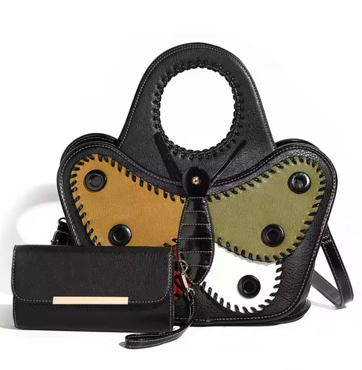 Women Fashion Butterfly Wallet Handbag Purse Set