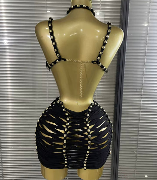 Women Sexy Halter Sleeveless Open Back Sequins Dress