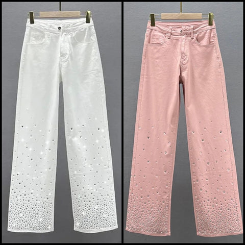 Women Bling Patchwork Fashion Denim Pants