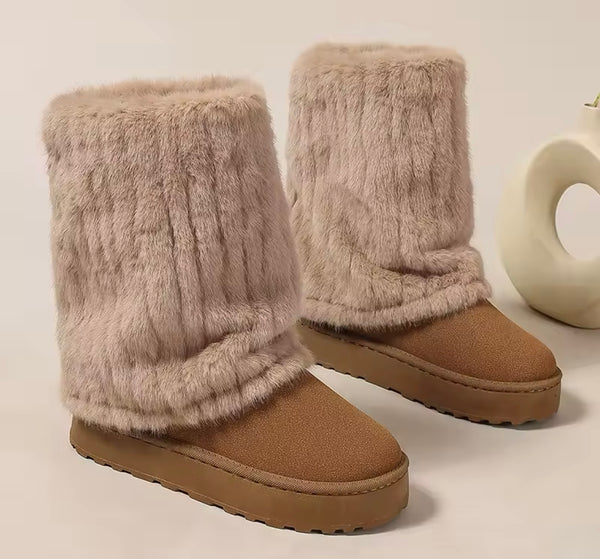 Women Color Furry Warm Fashion Ankle Boots