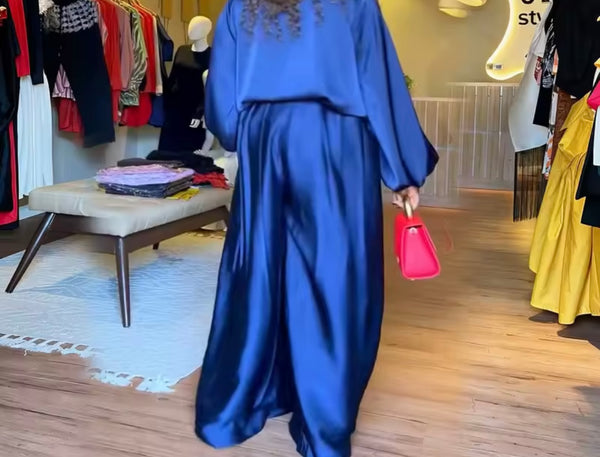 Women Color Fashion Full Sleeve Two Sleeve Wide Leg Pant Set