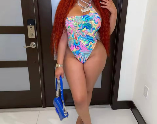 Women Sexy Multicolored Halter Swimsuit