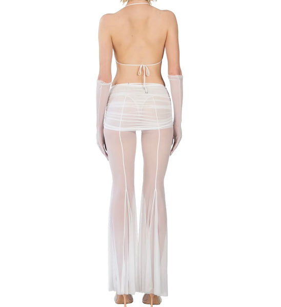 Women White Sexy Mesh Glove Lingerie Set