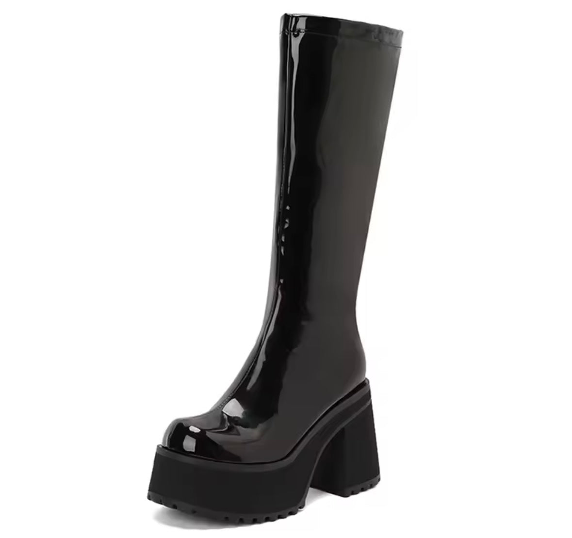 Women Color Fashion Platform Patent Leather Knee High Boots