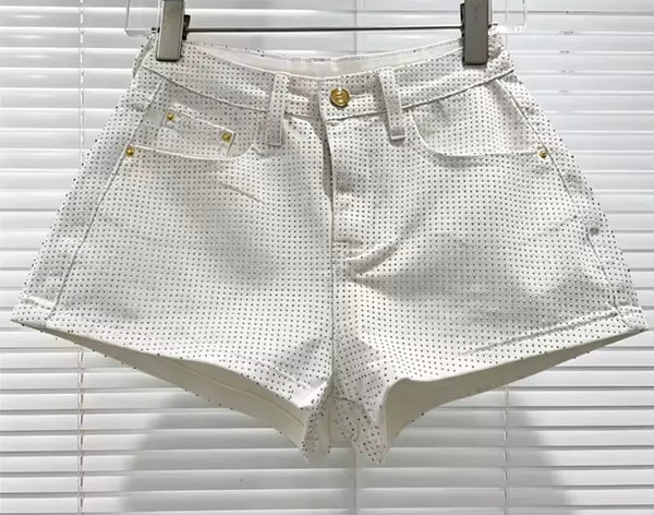 Women Fashion Rhinestone Denim Shorts