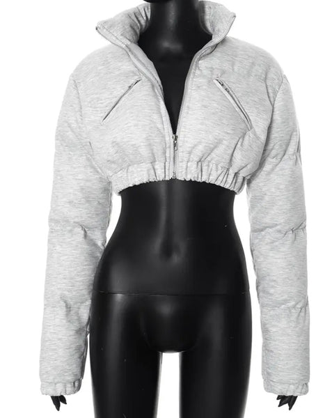 Women Fashion Puff Crop Jacket