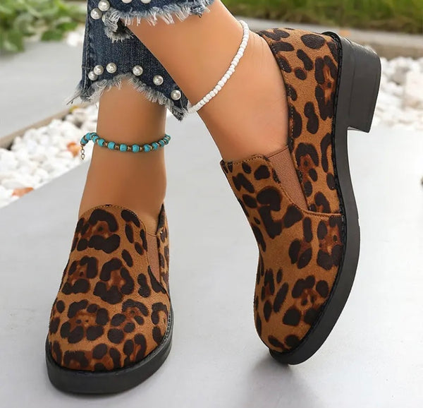 Women Fashion Leopard Print Slip On Loafers