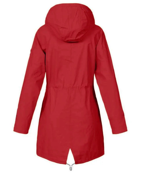 Women Fashion Hooded Drawstring Long Jacket