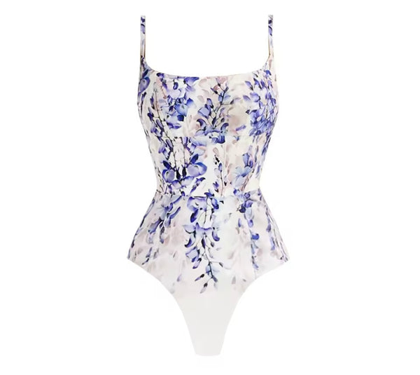 Women White Floral Fashion Swimsuit Cover Up Set