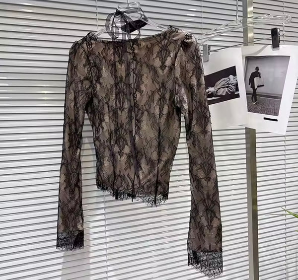 Women V-Neck Full Sleeve Lace Two Piece Button Short Set