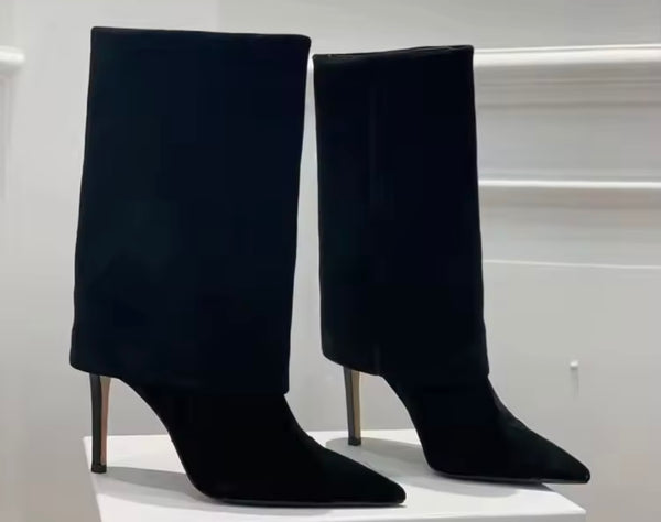 Women Color Suede Fashion High Heel Ankle Boots