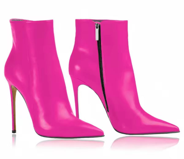 Women Fashion Color High Heel Faux Leather Ankle Boots