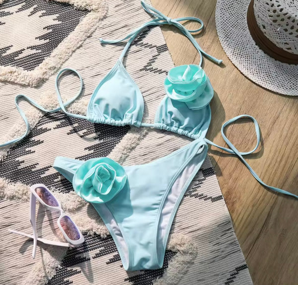 Women Sexy Floral Halter Bikini Swimsuit