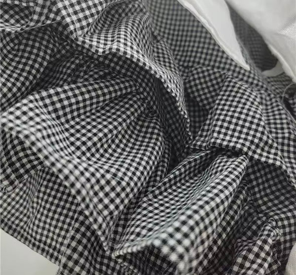 Women Fashion Plaid Ruffle Color Denim Shorts