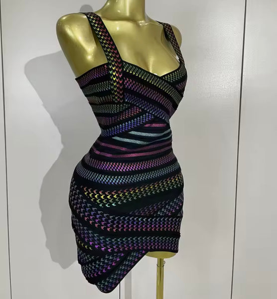Women Sexy Sleeveless Multicolored Dress