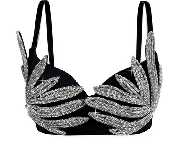 Women Sexy Sleeveless Rhinestone Patchwork Top
