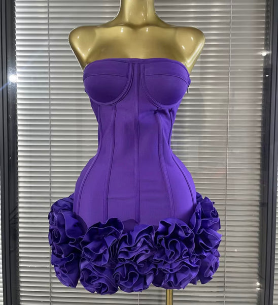 Women Sexy Strapless Corset Floral Bandage Dress