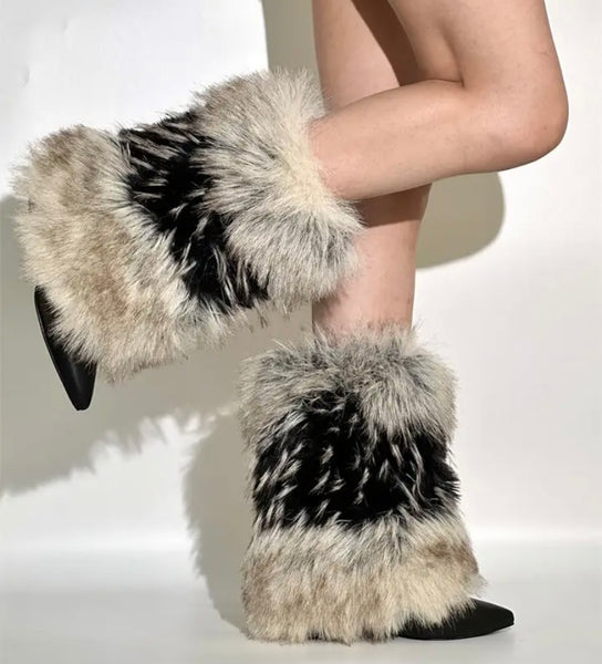 Women Fashion Pointed/Round Toe Faux Fur Boots