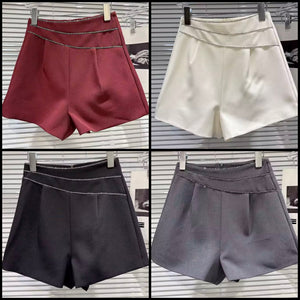 Women Color Fashion Rhinestone Chain Shorts