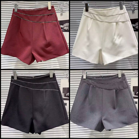 Women Color Fashion Rhinestone Chain Shorts