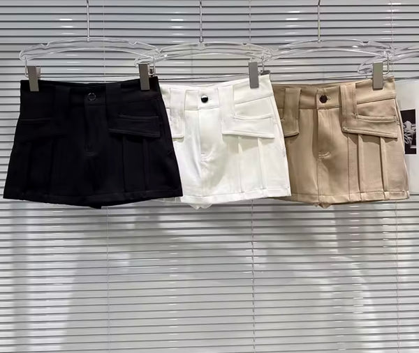 Women Color Sexy Fashion Pocket Short Skirt