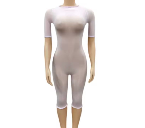 Women Sexy See Through Mesh Short Sleeve Romper