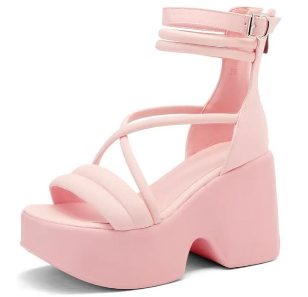 Women Color Platform Fashion Ankle Strap Sandals