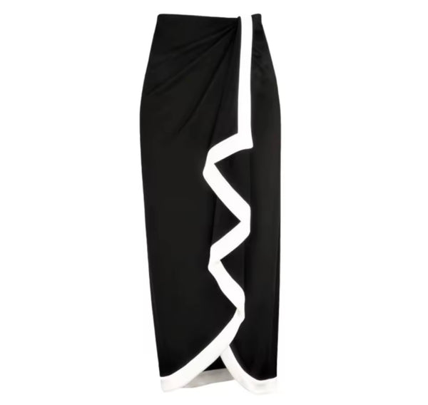 Women Sexy B&W Striped Swimsuit Cover Up Set