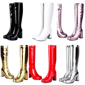 Women Fashion Color Metallic Knee High Boots