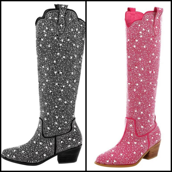 Women Bling Fashion Knee High Western Boots