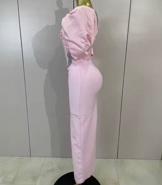 Women Elegant Off The Shoulder Bling Ruched Maxi Dress