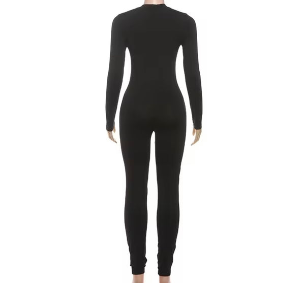 Women Fashion Black Toxic Print Full Sleeve Jumpsuit