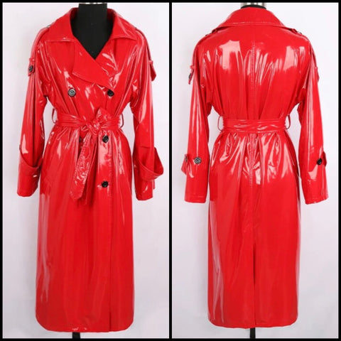 Women Fashion Red PU Plus Size XL-7X Trench Jacket